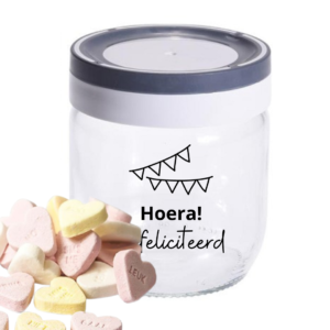 Glazen pot met snoep - Gefeliciteerd