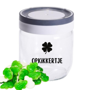 Glazen pot met snoep - Opkikkertje
