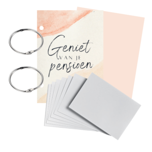 Pensioenbundel roze met witte kaartjes