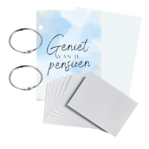 Pensioenbundel blauw met witte kaartjes