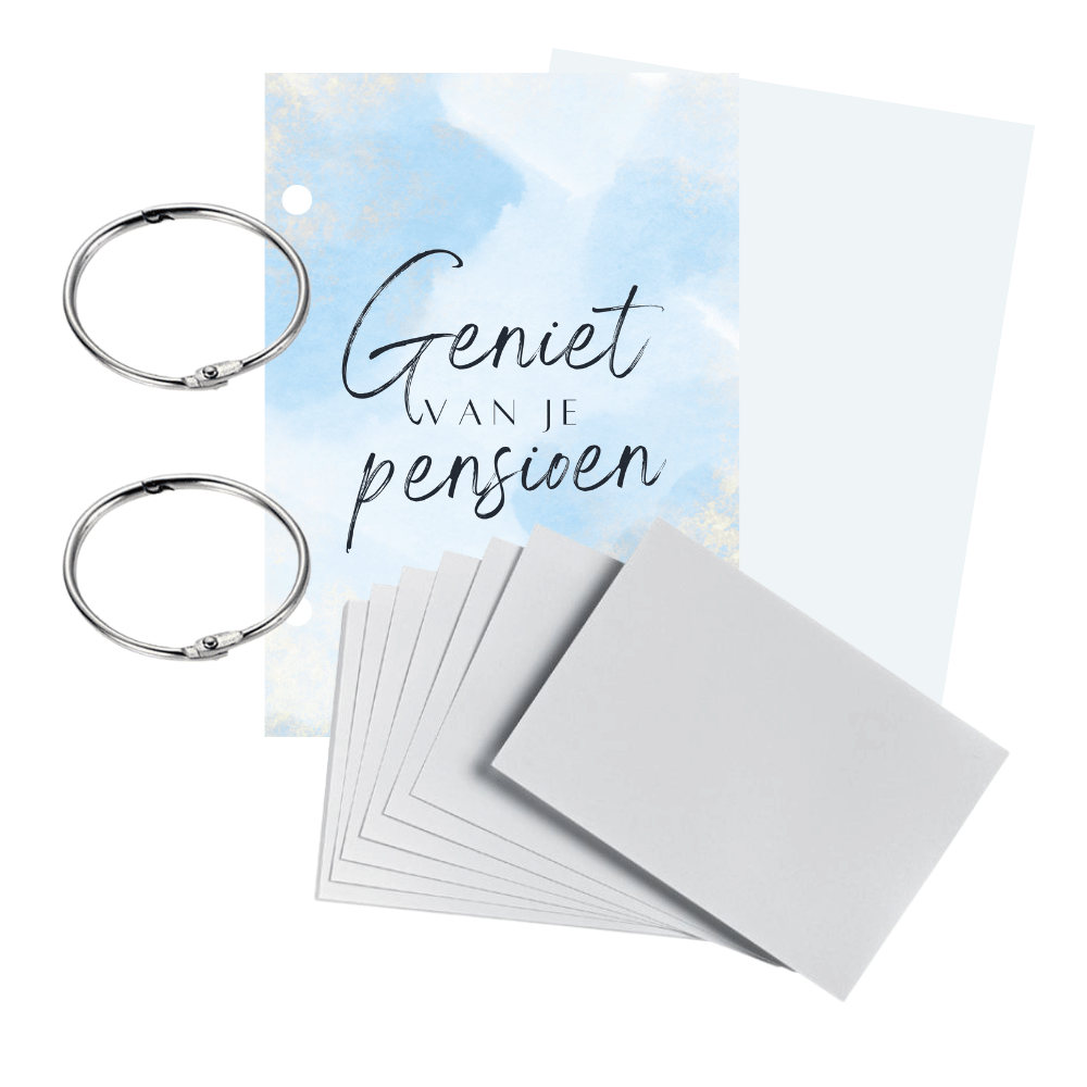 Pensioenbundel blauw met witte kaartjes